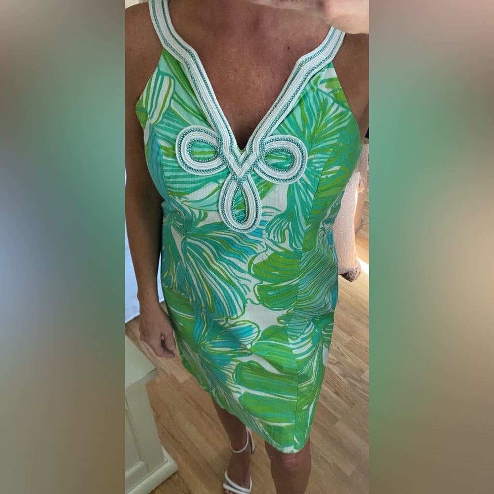 Vintage Lilly Pulitzer Tessa Shift Dress in Green Sheen Fronds Place. Size 6 - Picture 3 of 8